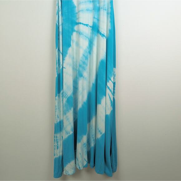 Boston Proper Turquoise Aqua and White Tie Dye Sleeveless Maxi Dress Size Small - Picture 3 of 9